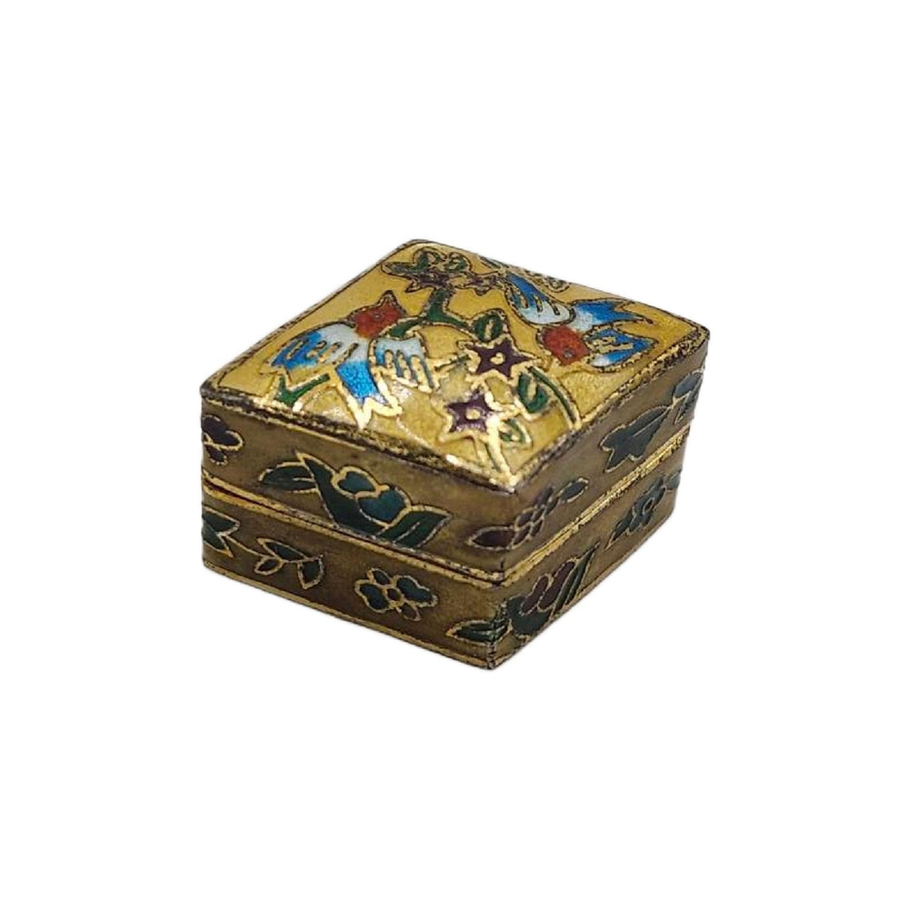 Vintage Chinese Cloisonné Enameled Metal Birds Mini Tooth Fairy Box 1.5" - Picture 10 of 10
